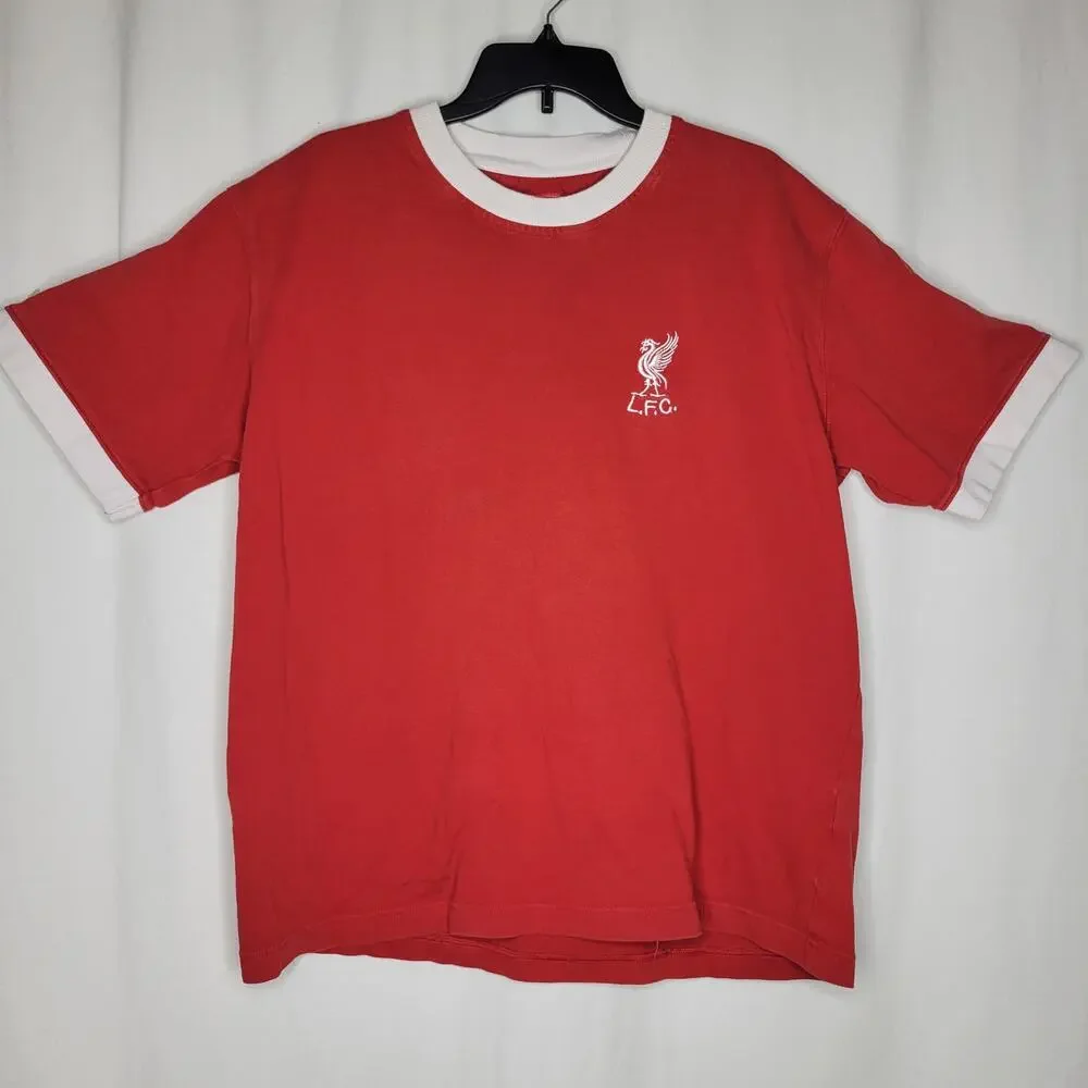 SOLD Liverpool F.C. Official T-Shirt Retro Style Red / White Men's Size XL USED